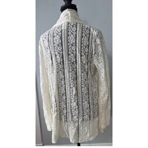 Ellison Lace Cardigan Cream Women's LG Pockets Whimsy Fairy Light Romantic Sheer